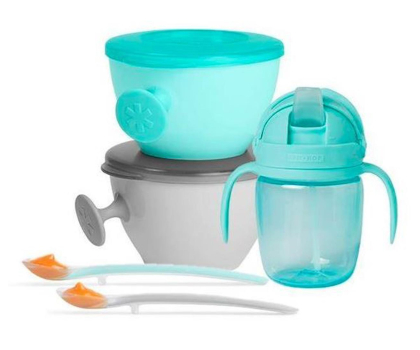 Zestaw do karmienia Skip Hop Zestaw jedzeniowy Easy-Feed Teal/Grey